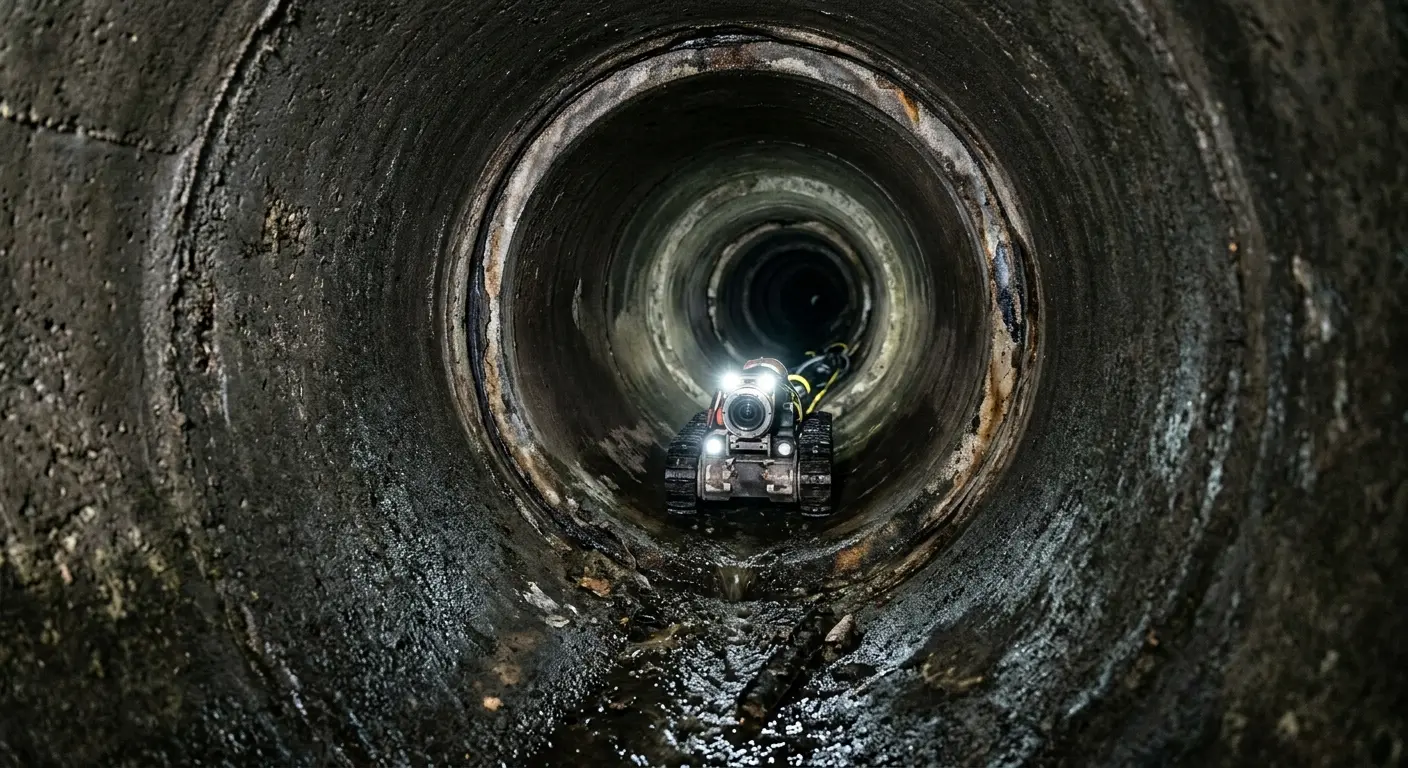 Robotic sewer camera inspecting pipe interior for Sewer Line Repair in North Plainfield
